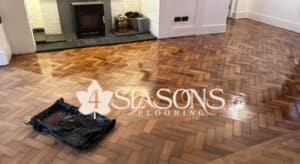 oak herringbone floor sanding and colouring taunton